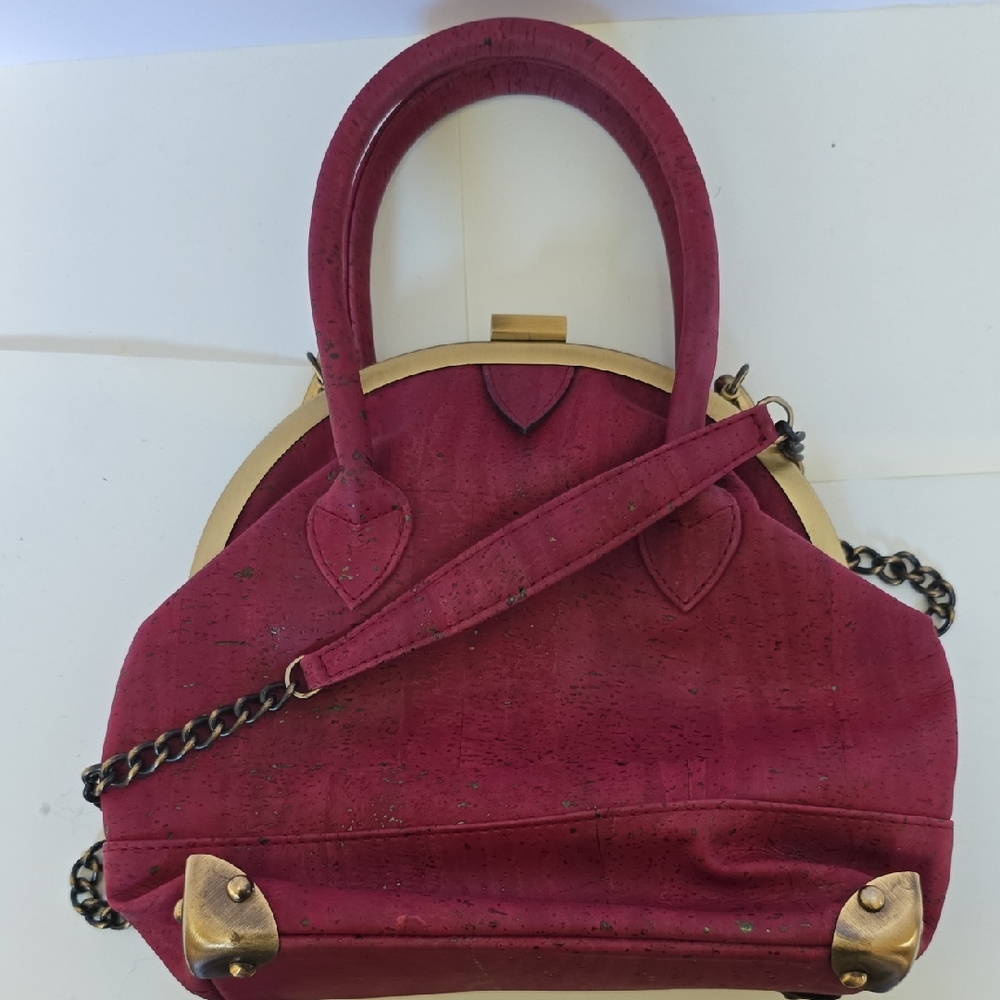 Elegant Burgundy Handbag with Gold Accents
